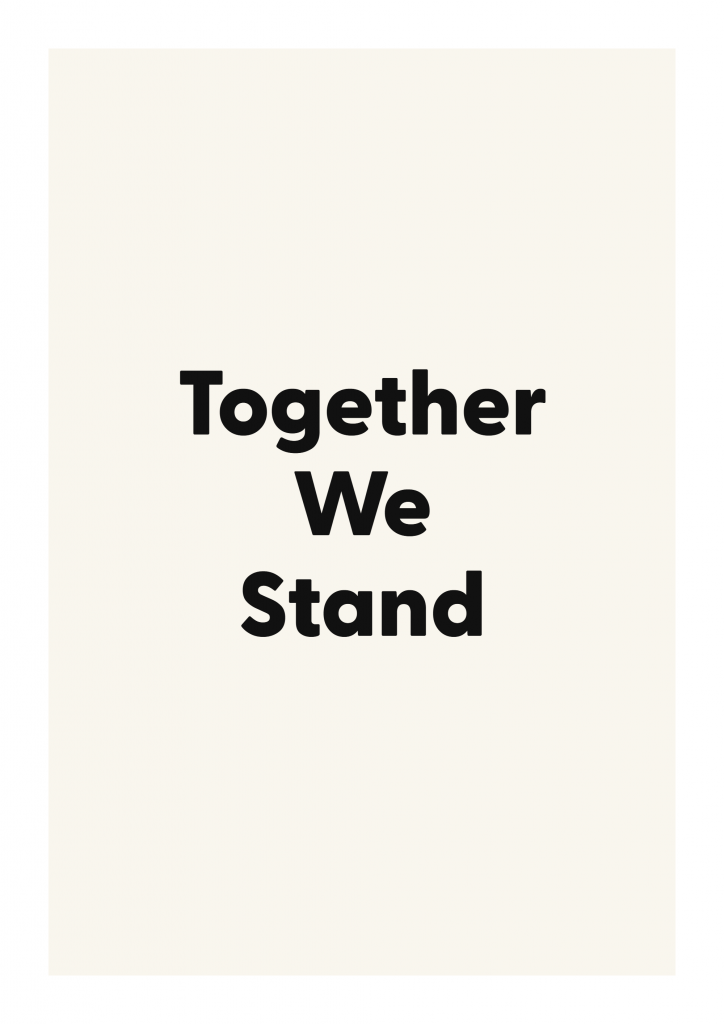 Together We Stand romantic love quote poster with minimalist typography on ivory background