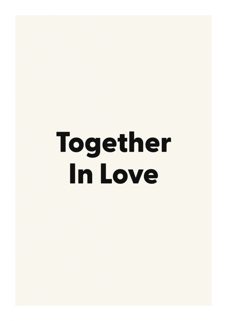 Together In Love romantic love quote poster with minimalist typography on ivory background