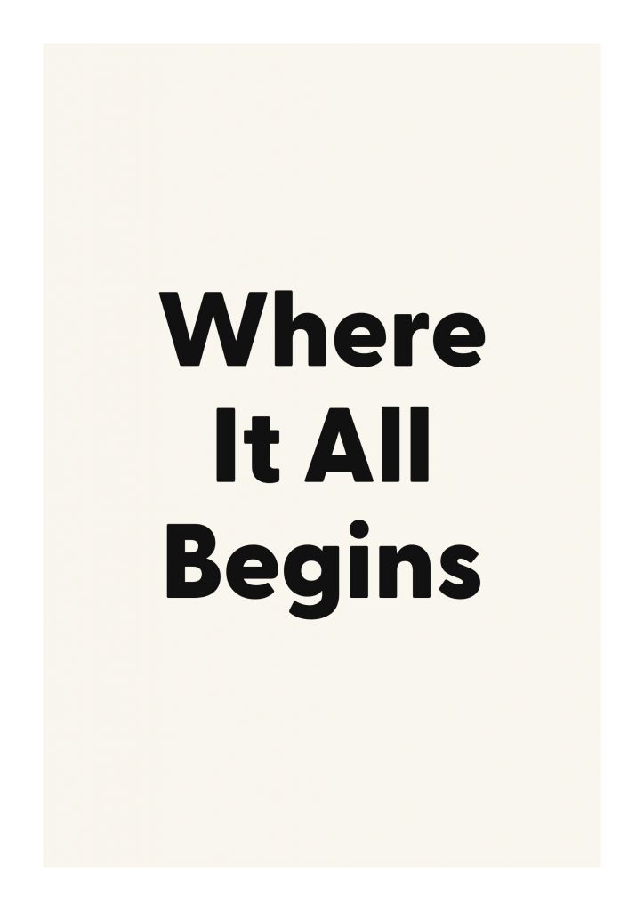 Where It All Begins family and home quote poster with warm typography on ivory background