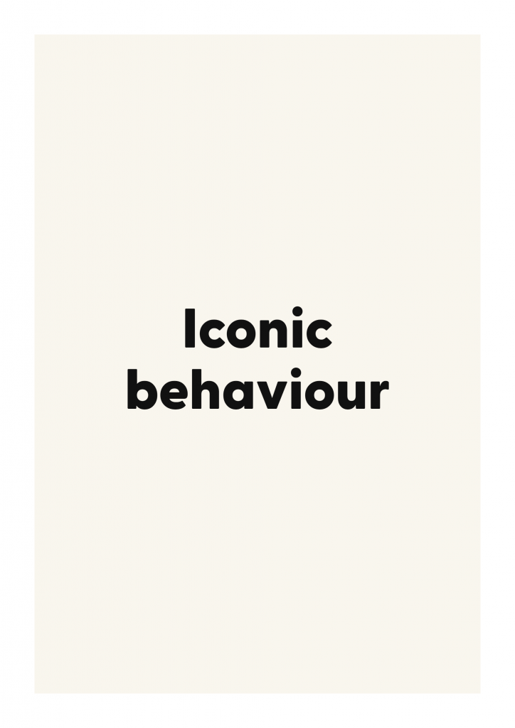 Iconic behaviour bold and playful quote poster with expressive typography on ivory background