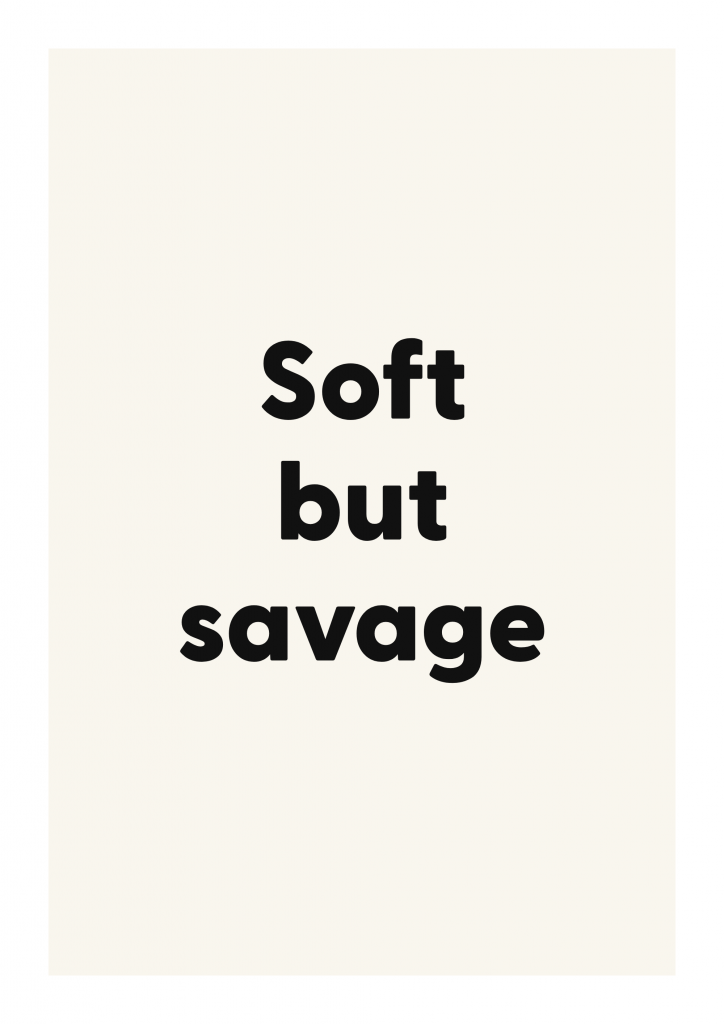 Soft but savage funny adult quote poster with bold typography on ivory background