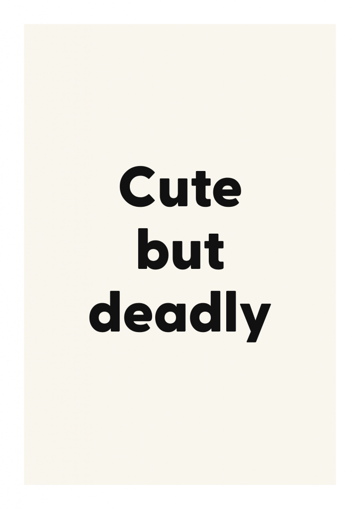 Cute but deadly bold and playful quote poster with expressive typography on ivory background