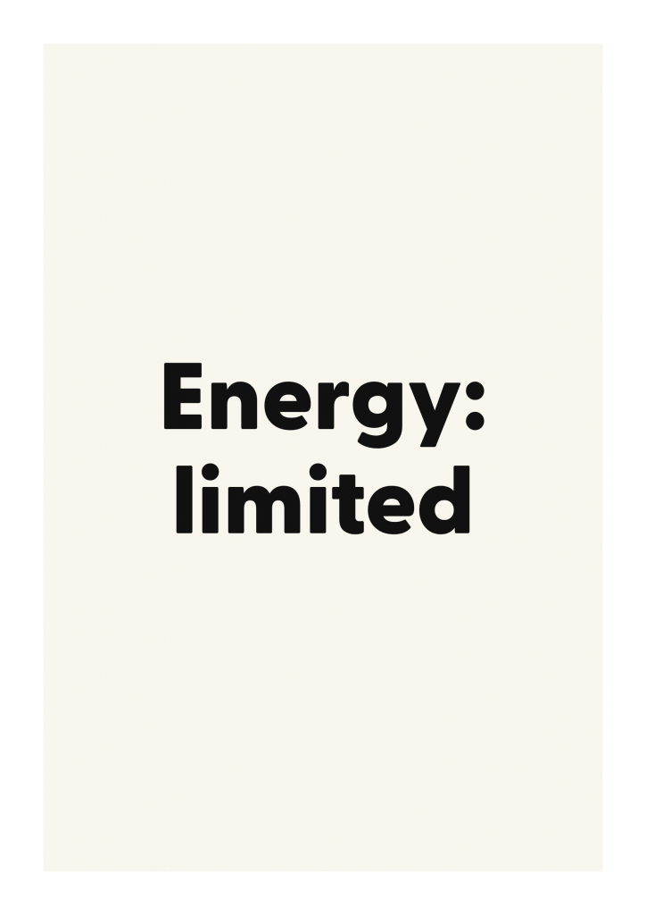 Energy: limited bold and playful quote poster with expressive typography on ivory background