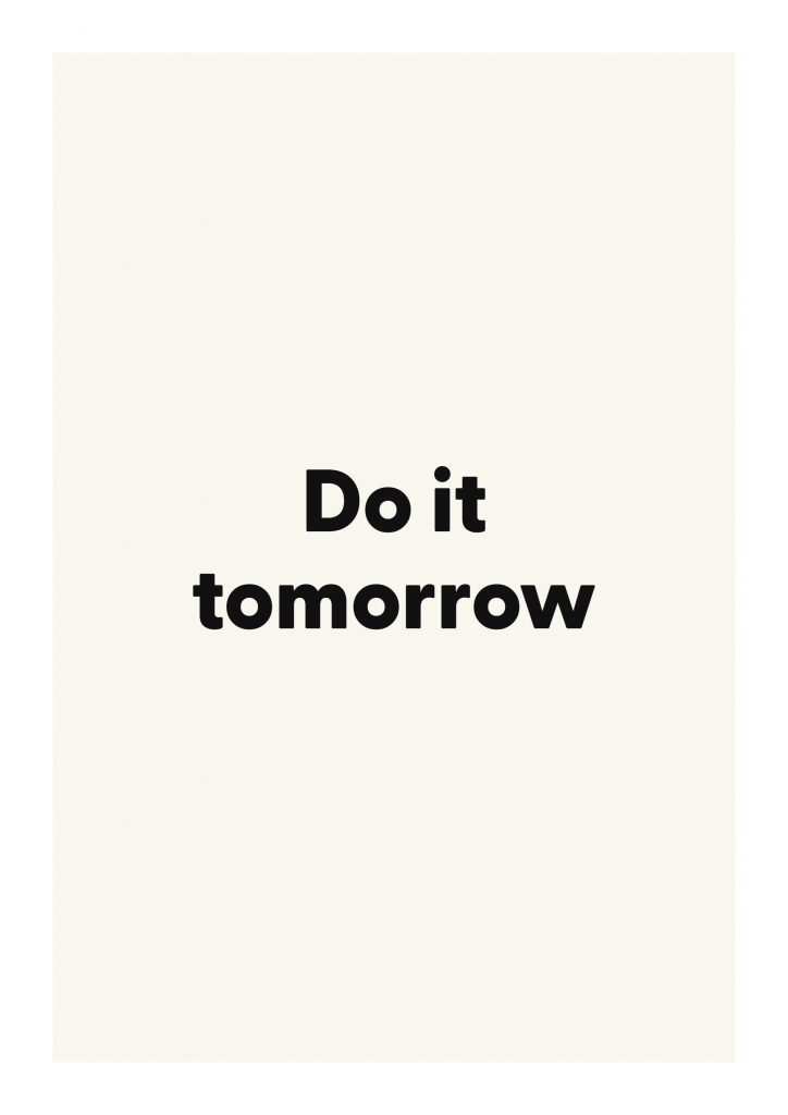 Do it tomorrow bold and playful quote poster with expressive typography on ivory background